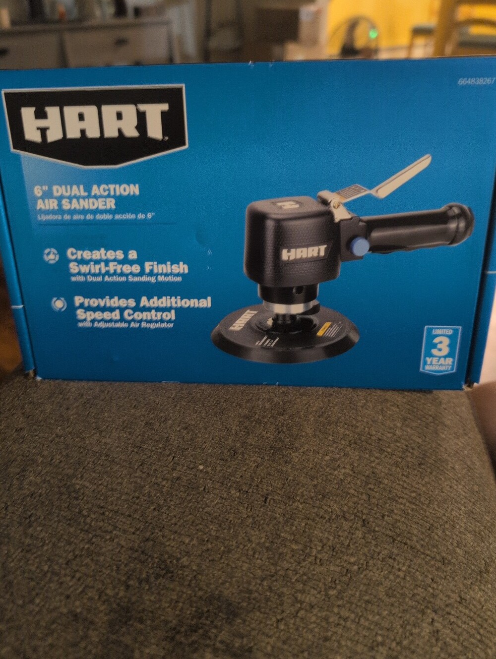 Hart Dual Action 6" Air Sander 10,000 RPM,90PSI Max Air Pressure NIB